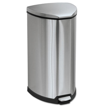 Safco® Step-on Waste Receptacle, Triangular, Stainless Steel, 10 Gal, Chrome-black freeshipping - TVN Wholesale